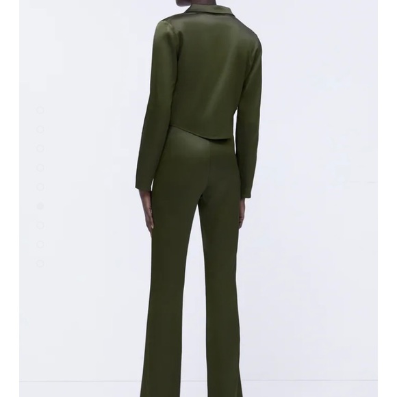 NWT Zara Satin Effect Pants - Green - Size Small - Picture 2 of 4